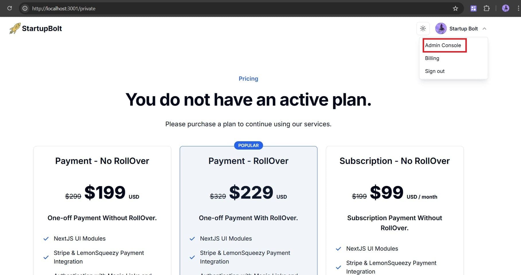 Admin Console Access
