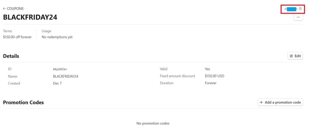 Coupon ID location in Stripe