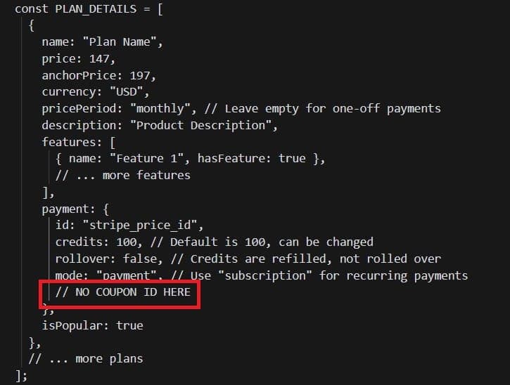 Configuring customer-facing coupons in settings.js