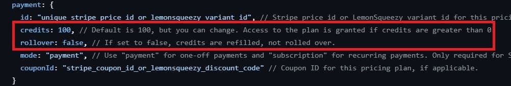 Show payment object in settings.js