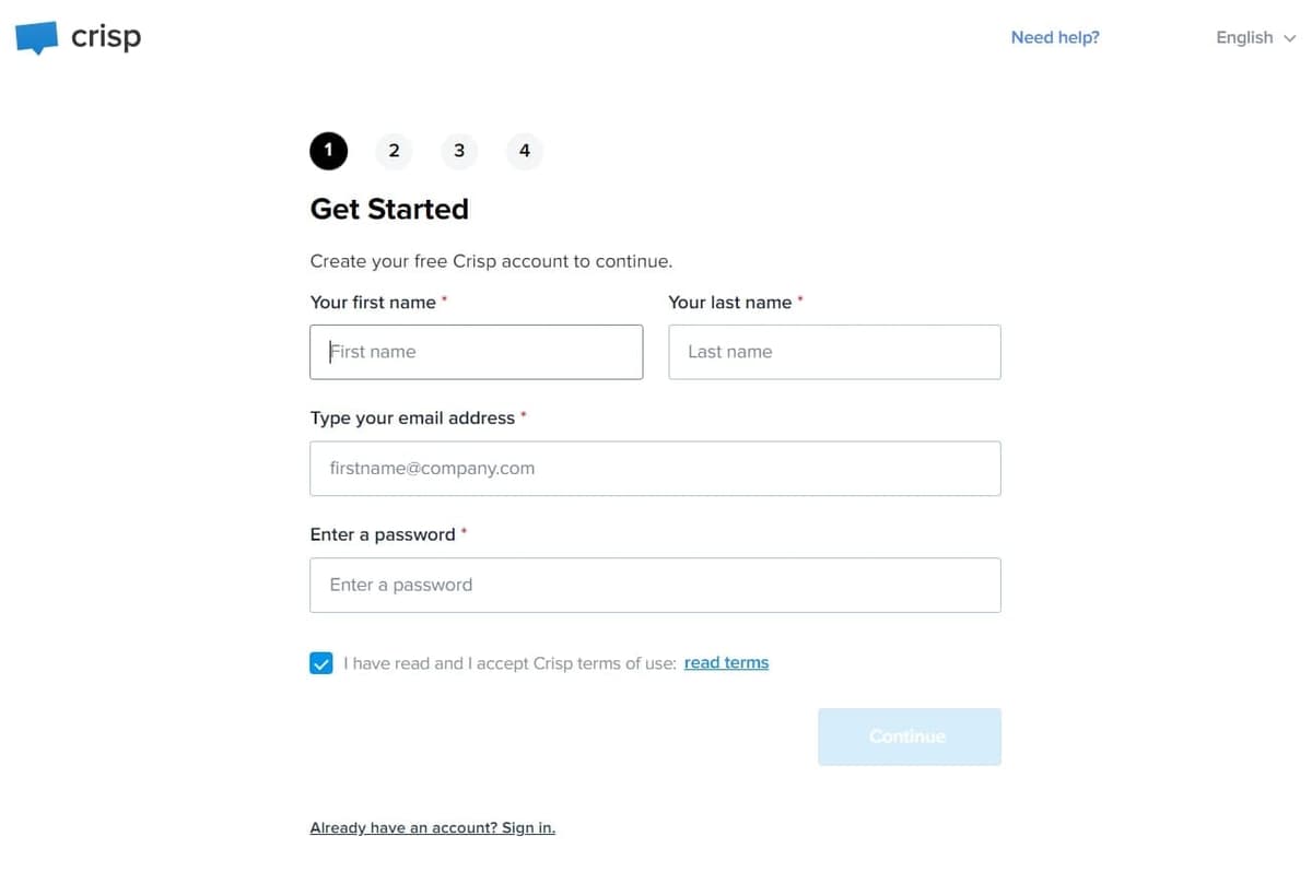 Sign up for Crisp