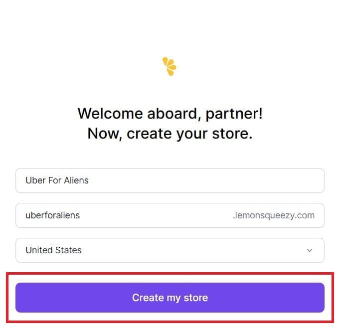 LemonSqueezy sign-up page screenshot