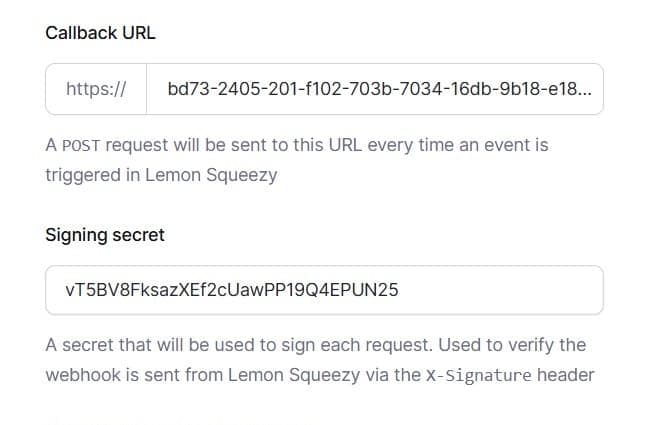 Create webhook screenshot