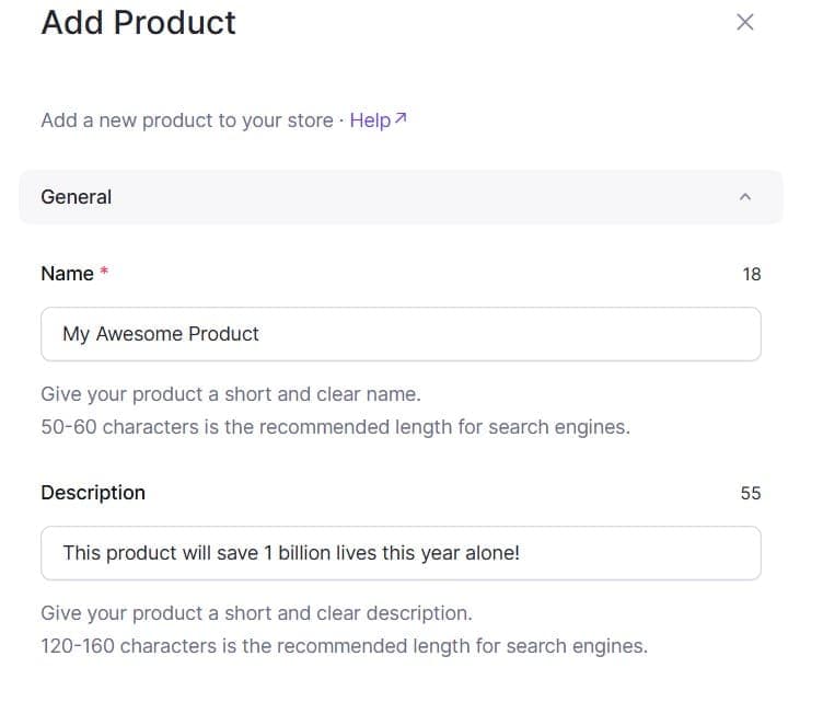Add Product screenshot