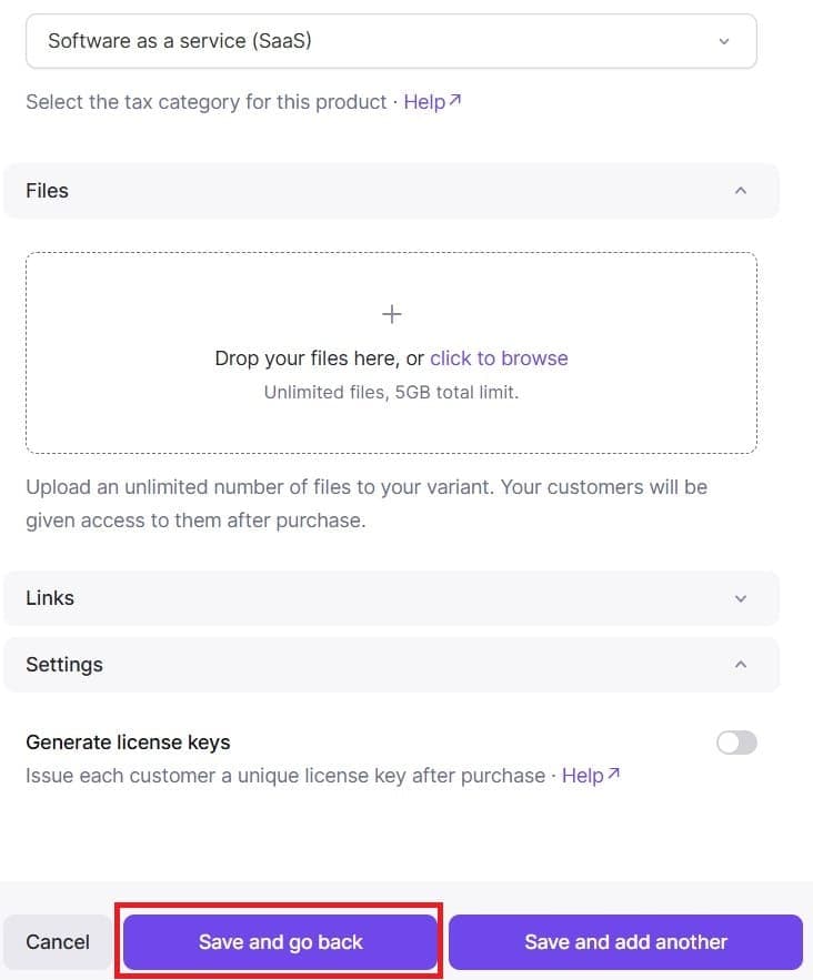 Add Variants screenshot 2