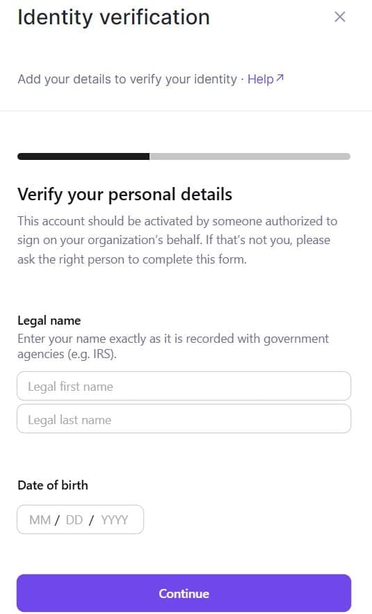 Fill legal information screenshot