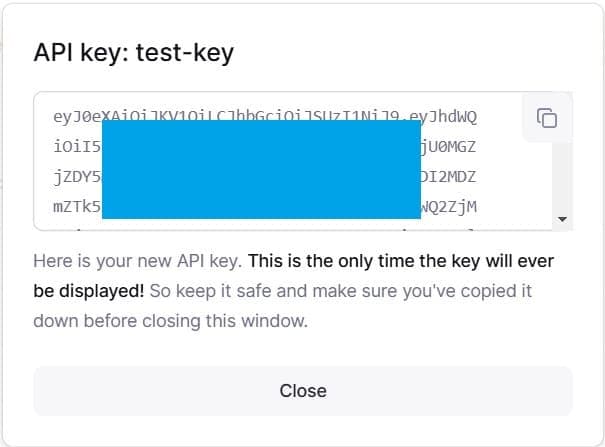Copy API Key screenshot